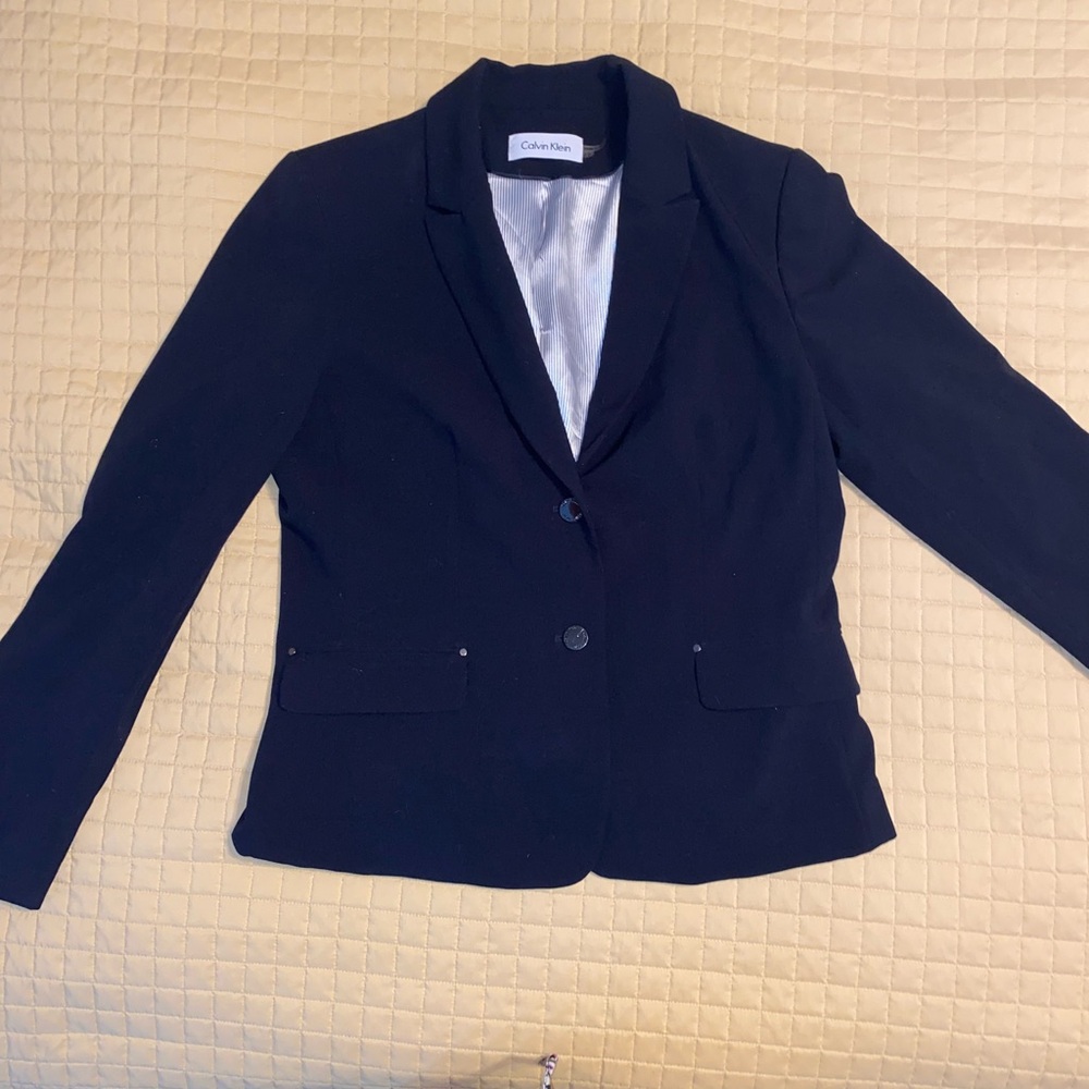 Calvin Klein Fitted Blazer, Black Size 12